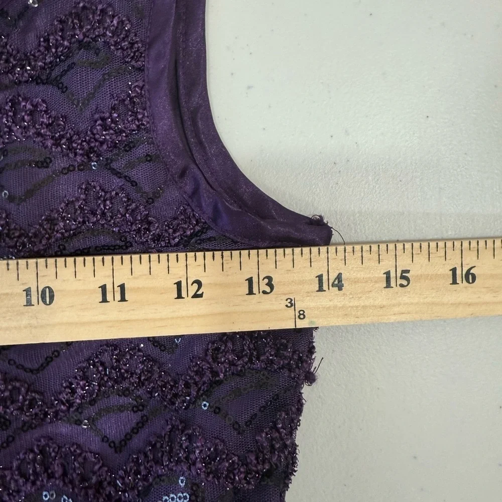 Nanette Lepore Girls Dress Sleeveless Tule Layered Sequin Dark Purple Size L(14)